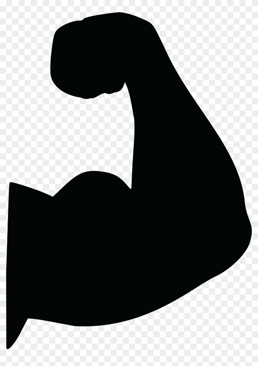 Free Clipart Of A Silhouetted Strong Man Flexing His - Bicep Clipart #120565