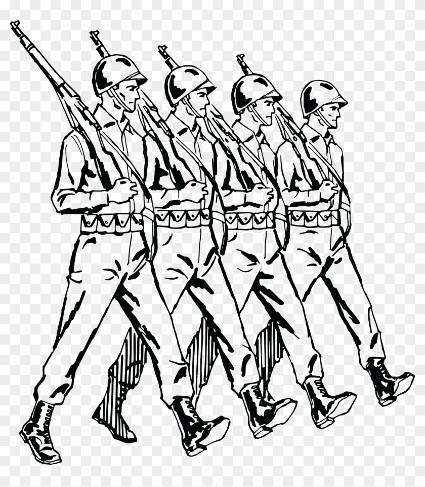 Free Clipart Of A Group Of Marching Army Soldiers - Soldiers Marching Clipart #120674