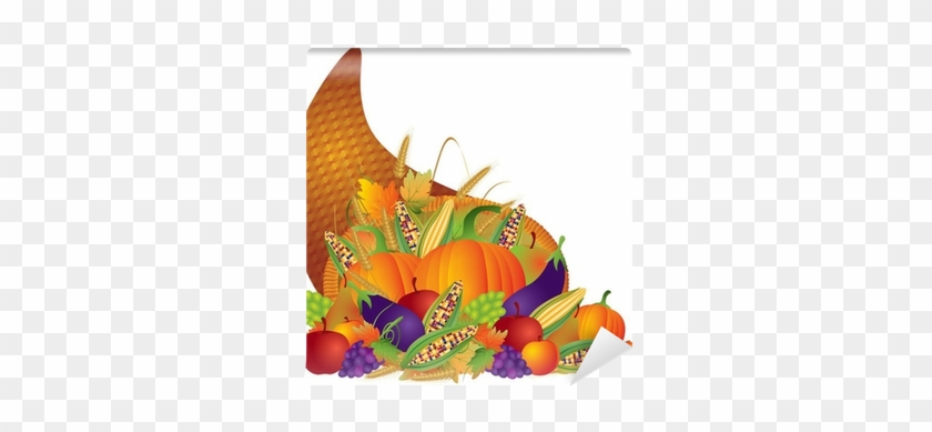 Fotobehang Thanksgiving Day Fall Harvest Cornucopia - Cornucopia Border #635190