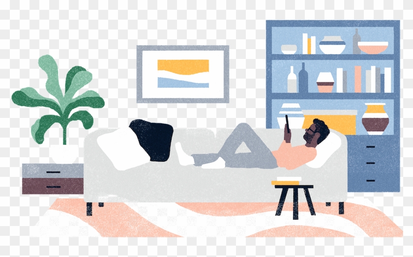 Illustration Of Man Relaxing At Home - Coffee Table #635542