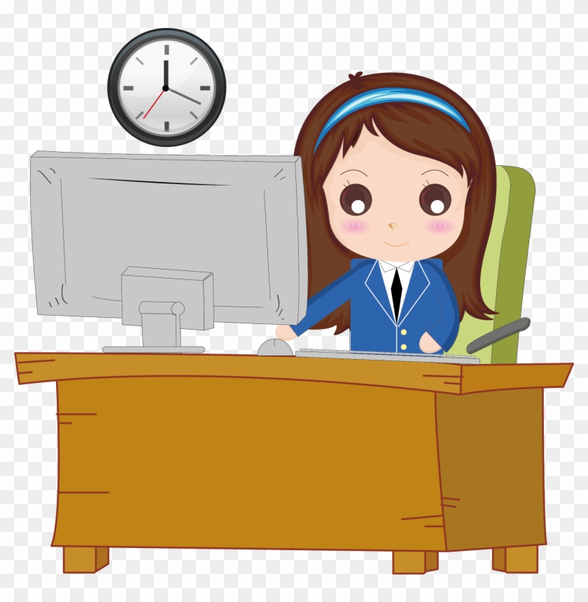 Office Cartoon - Work In Office Cartoon - Free Transparent PNG Clipart  Images Download