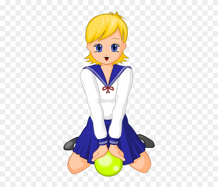 Girl, Blonde, Young, Teenager, Teen, Ball - Schoolgirl Anime Png #636528