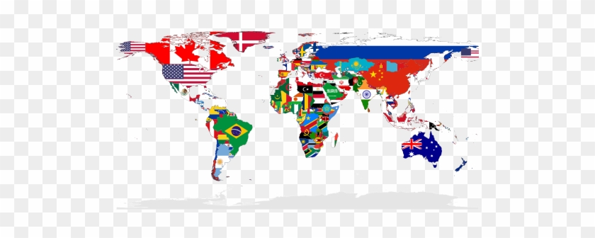 Ever Since The Term Global Village Became Fashionable - World Map With Flags #637217