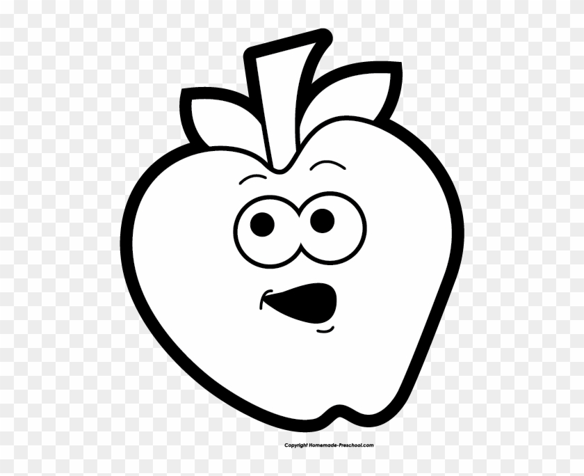 Apple Clipart Balck White - Apple Smiley Face Black And White #637505