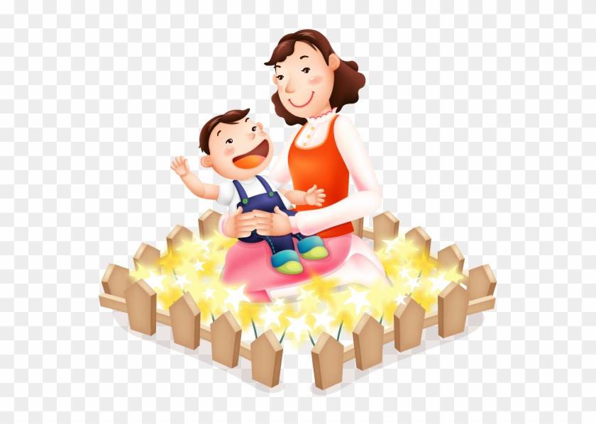 Child Mother Cartoon Illustration - Child Mother Cartoon Illustration #638757