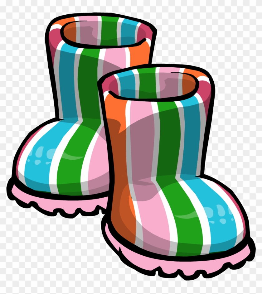 Pink Striped Rubber Boots - Pink Striped Rubber Boots #639954