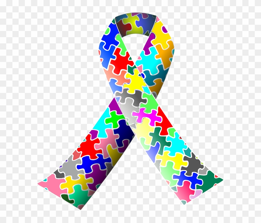 Colorful Ribbon, Loop, Award, Band, Puzzle, Colorful - Autism Logo Clip Art #640348