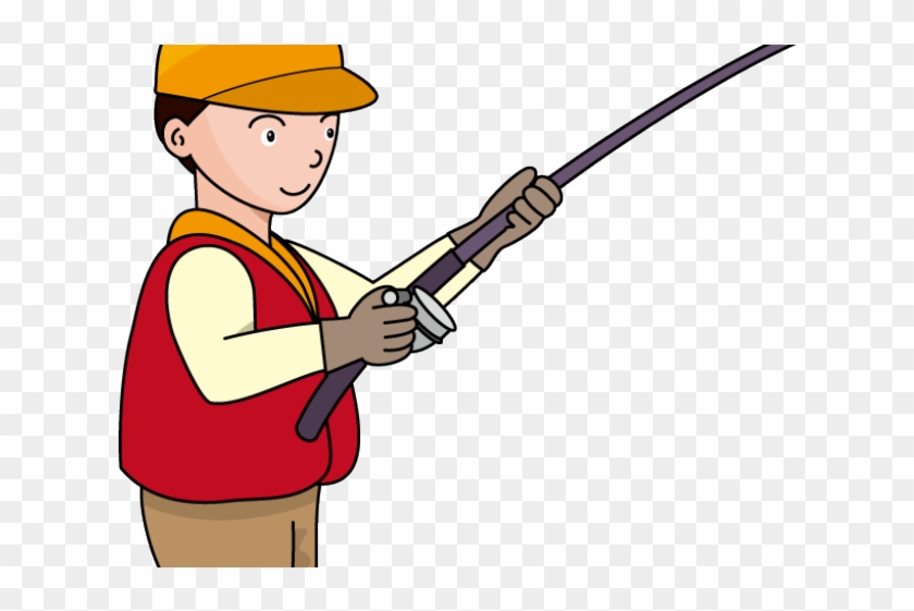 Fishing Pole Clipart Person - Clipart Fisherman With Rod #641433