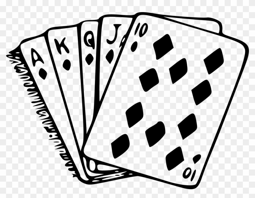 Royal Flush - Poker Clipart Black And White #641573