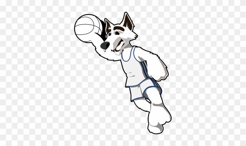 Basketball Wolf Basketballwolf Black White Line Art - Clip Art #641591