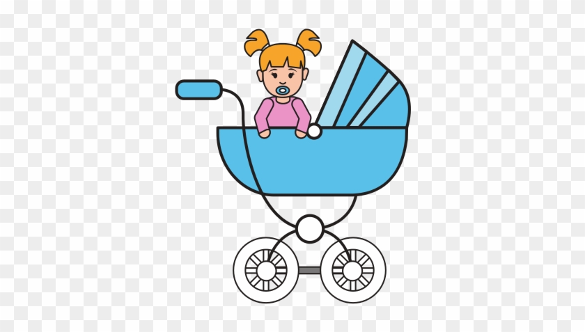 Baby Girl On Carriage Cartoon - Baby Transport #642923