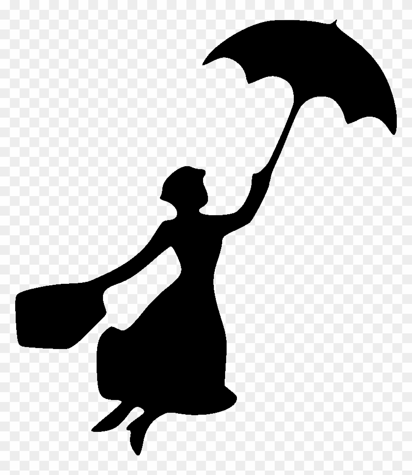 Mary Poppins Sticker And Laptop Sticker - Mary Poppins Silhouette #643376