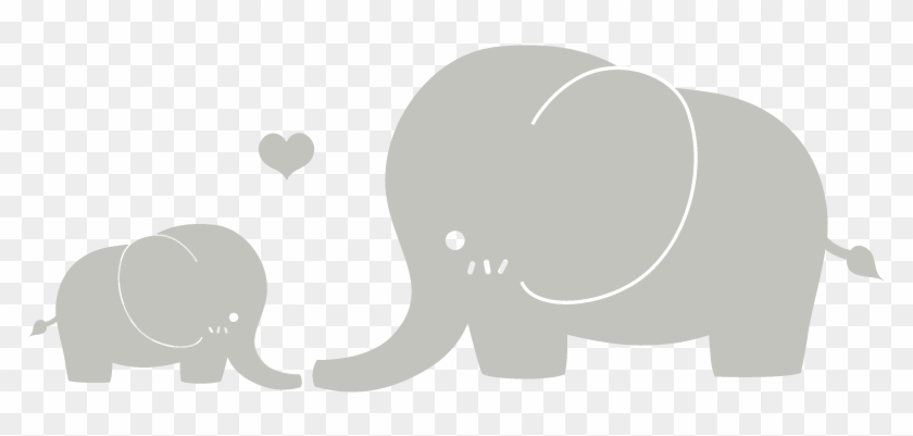 Infant Elephant Mother Silhouette Clip Art - Elephant And Baby Elephant Cartoon #644398