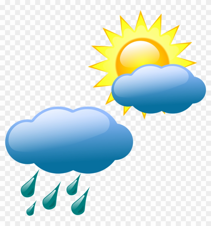 Weather Forecasting Symbol Clip Art Drizzle Sunny Weather - Sun And Clouds Clipart #644417