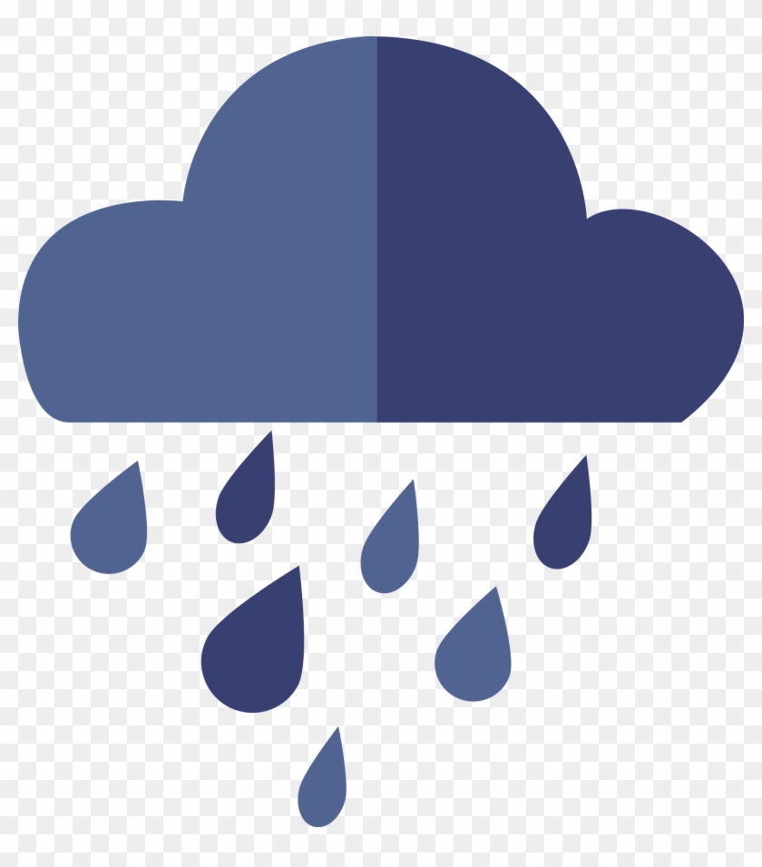 Flat Blue Rain Icon - Rain Flat Icon #644648