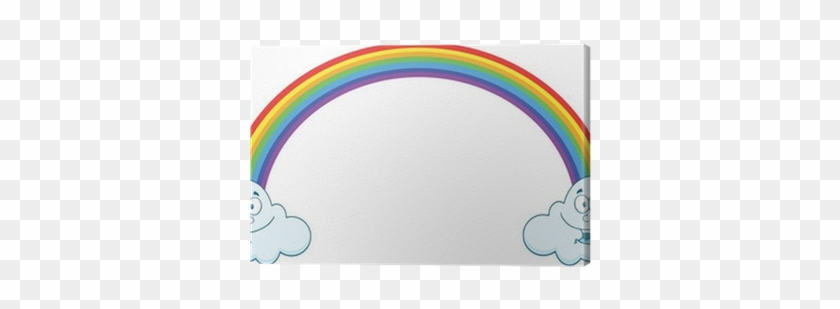 Rainbow With Smiling Clouds On The Ends Canvas Print - Rainbow #646006