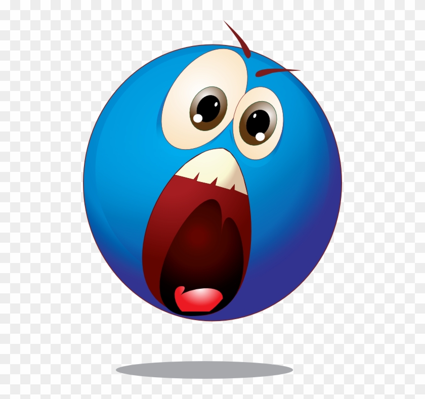 Smiley Scared Blue Emoticon - Blue Emoticons #646138