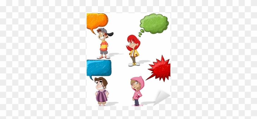 Cartoon Children Talking With Speech Balloon Sticker - Dialogo Animado #646140