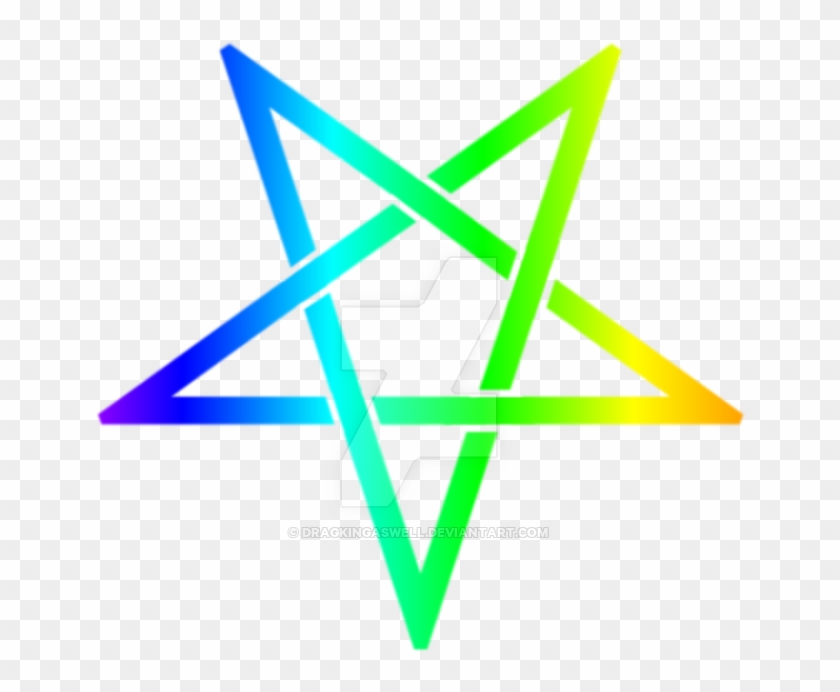 Interwoven Inverted Rainbow Pentagram By Dragkingaswell - Transparent Pentacle Png #646549