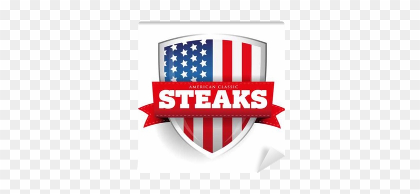 Steaks Vintage Shield With Usa Flag Wall Mural • Pixers® - Flag Of The United States #646662