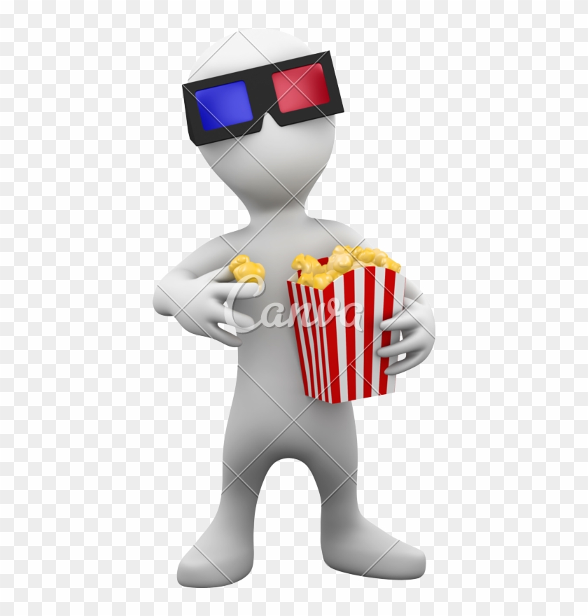 3d Person Eats Popcorn - 3d Film #647496