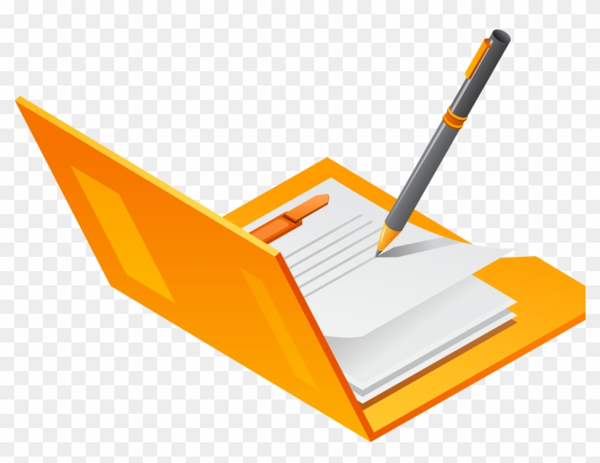 A Open Folder With Paper Pencil - Document #647546
