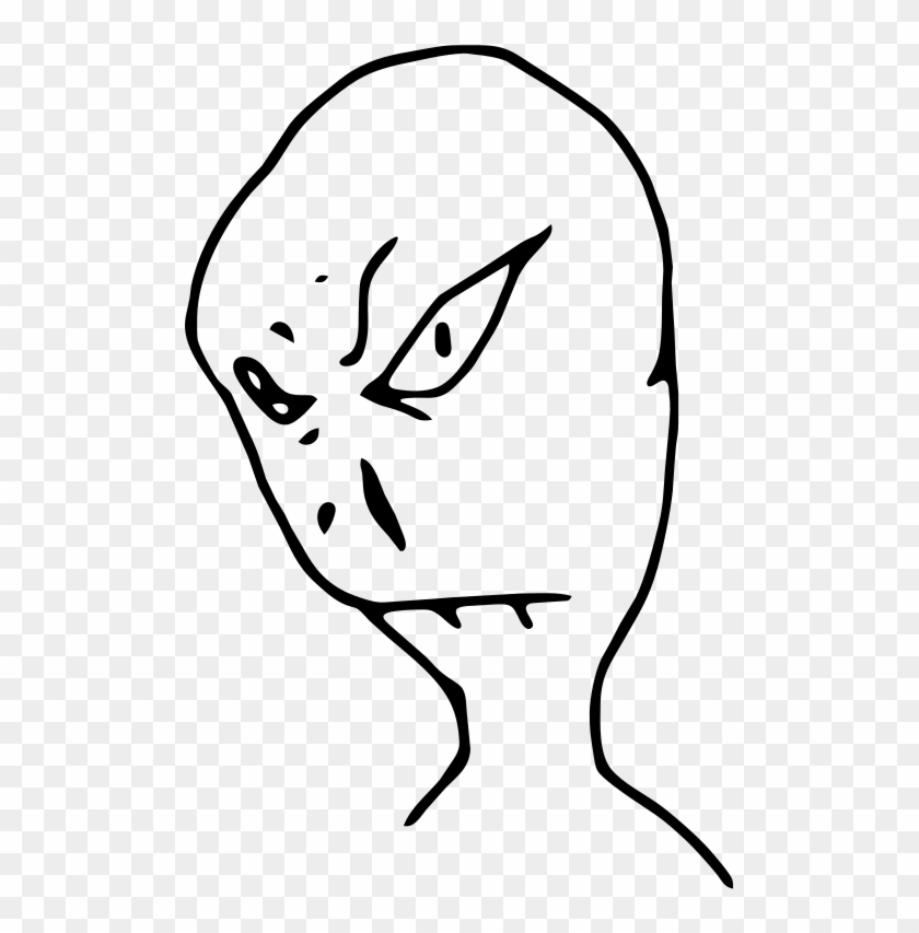 Alien Face Line Art Alien Face Vector - Line Art #647930