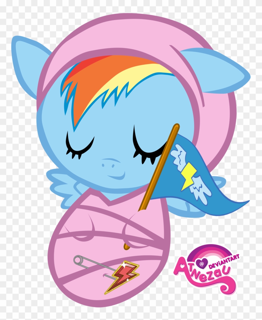 Atnezau, Baby, Baby Pony, Cute, Flag, Foal, Newborn, - Baby Rainbow Dash Newborn #647968