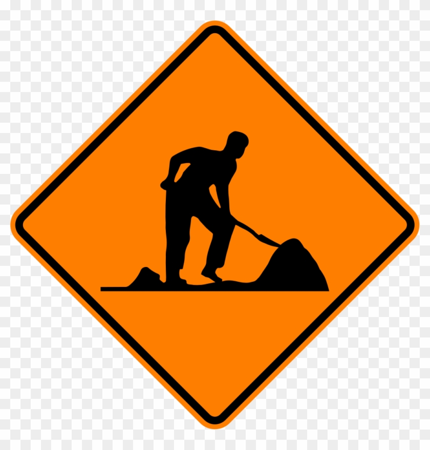 Vector Graphics Of Construction Work Warning Square - Road Work Ahead Sign #648524