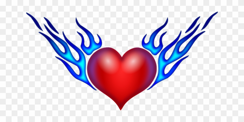 Chrisdesign Burning Heart Med Free Images At Clker - Draw A Heart With Wings #648722