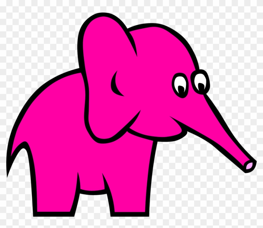 Elephant, Animal, Pink, Cute, Girly, Side, Cartoon - Gambar Hewan Animasi Berwarna #649604