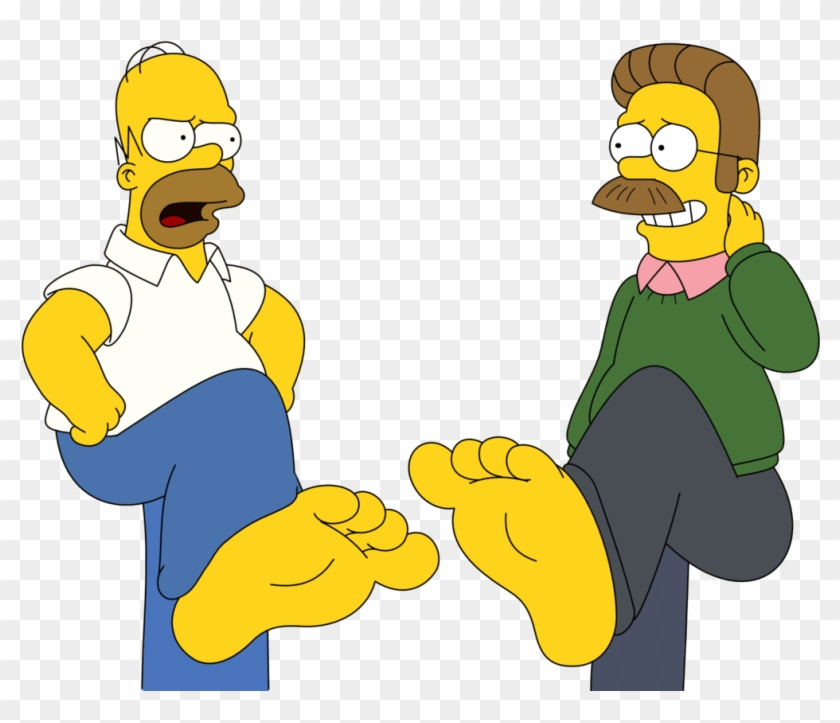 Homer Simpson And Ned Flanders Feet Stomping By Skippy1989 - Bart Simpson Shows His Foot #650360