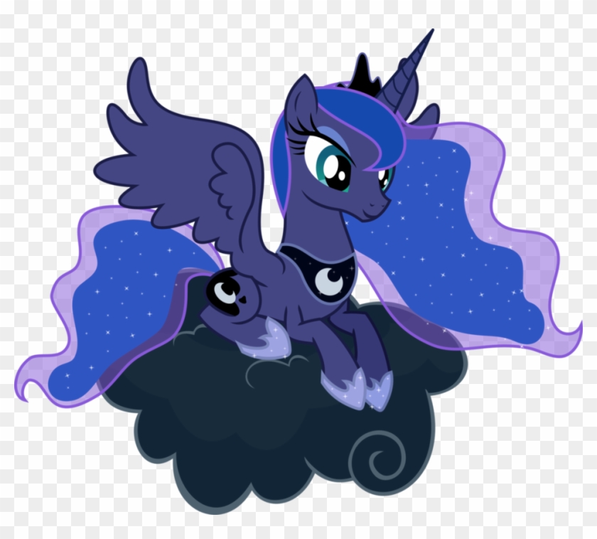 Luna On A Cloud By The-intelligentleman - Tekening My Little Pony Princess Luna #650927