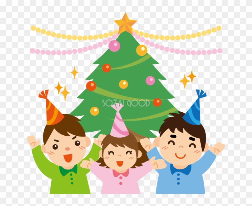 冬 かわいいイラスト 無料 フリー「3人でクリスマスパーティ」34711 - Christmas Tree #651100