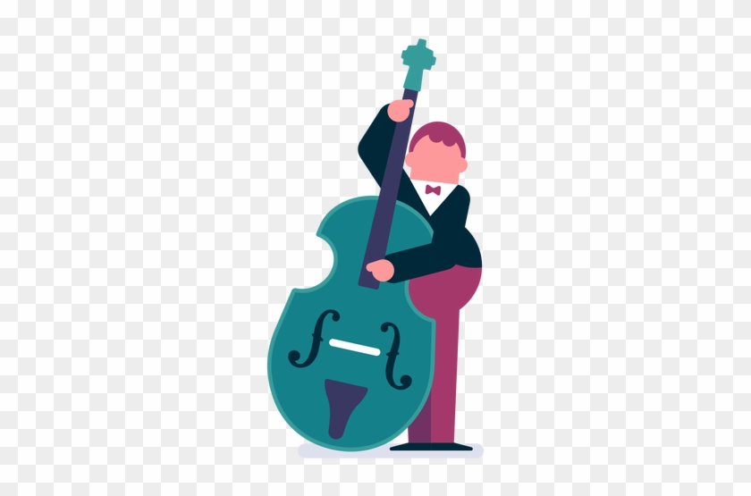 Orchestra Double Bass Player Cartoon Transparent Png - Orquesta Vector #652251