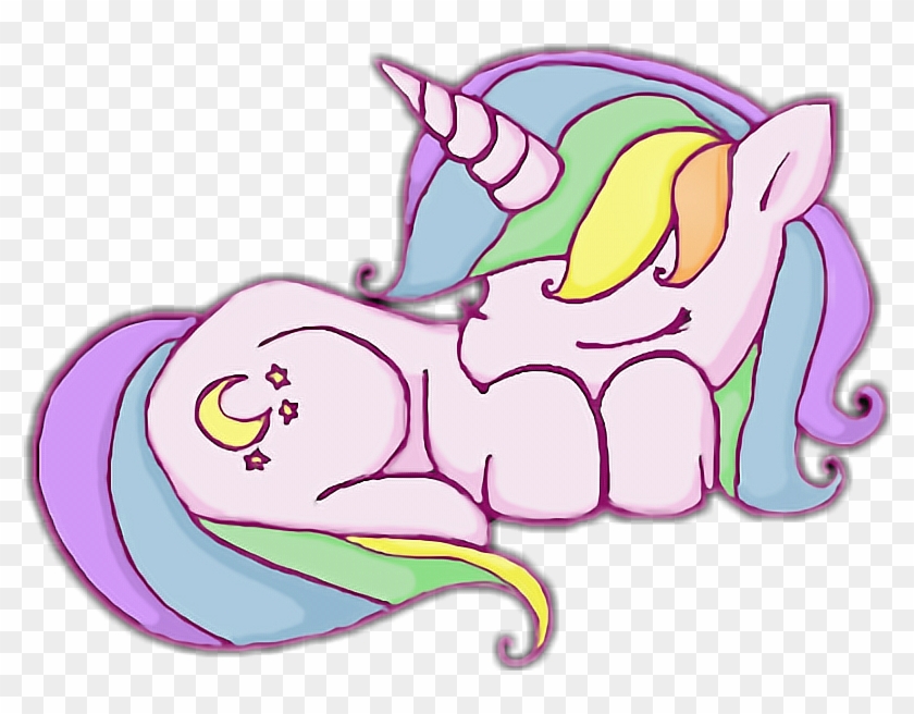 Cute Unicorn Rainbow Sleeping Moon Star Purple - Unicornio Desenho #652794