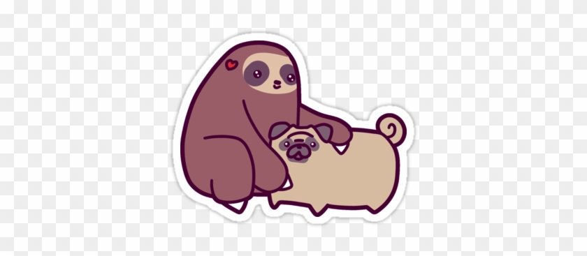 "sloth And Pug" Stickers By Saradaboru - Stickers Sloth #652825