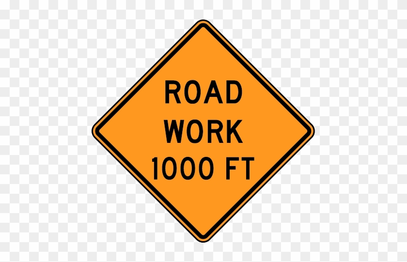Men At Work Road Work Ahead Lane Closed Ahead Sign - Road Work Ahead Sign #653234