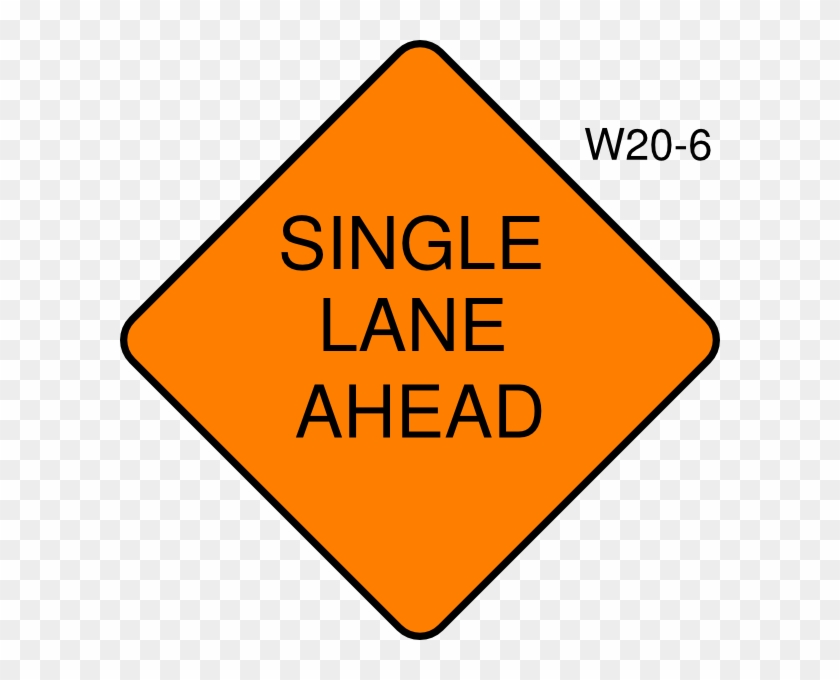 Single Lane Ahead Clip Art At Clker - Shoulder Work Road Sign #653240