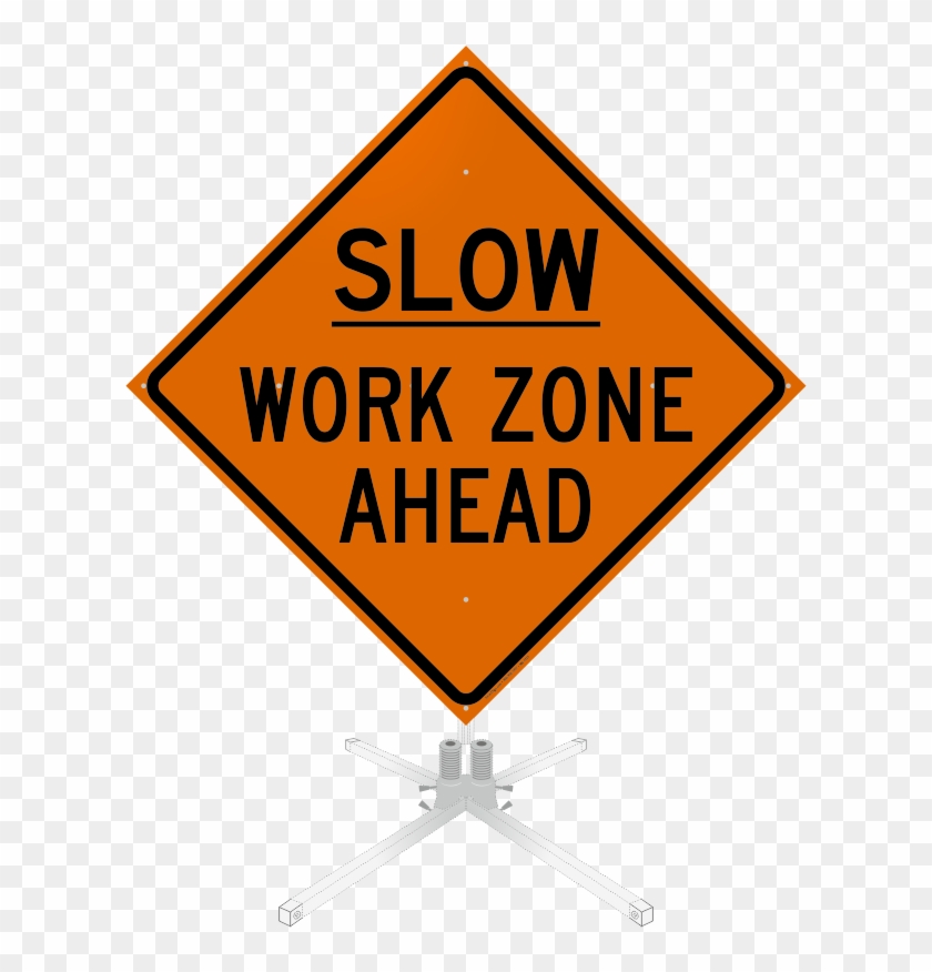 Slow Work Zone Ahead Roll-up Sign - National Marker Tm214k Speed Bump Ahead, 24x24, .080 #653247