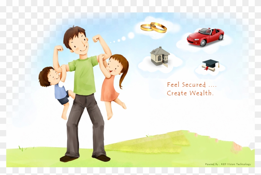 Welcome To Shree Balaji Financial Services - Dad And Children Illustration #653404
