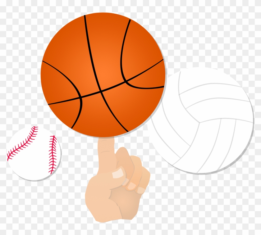 Hand Balancing A Basketball On One Finger With A Volleyball - Volleyball Softball Basketball Clipart #653824