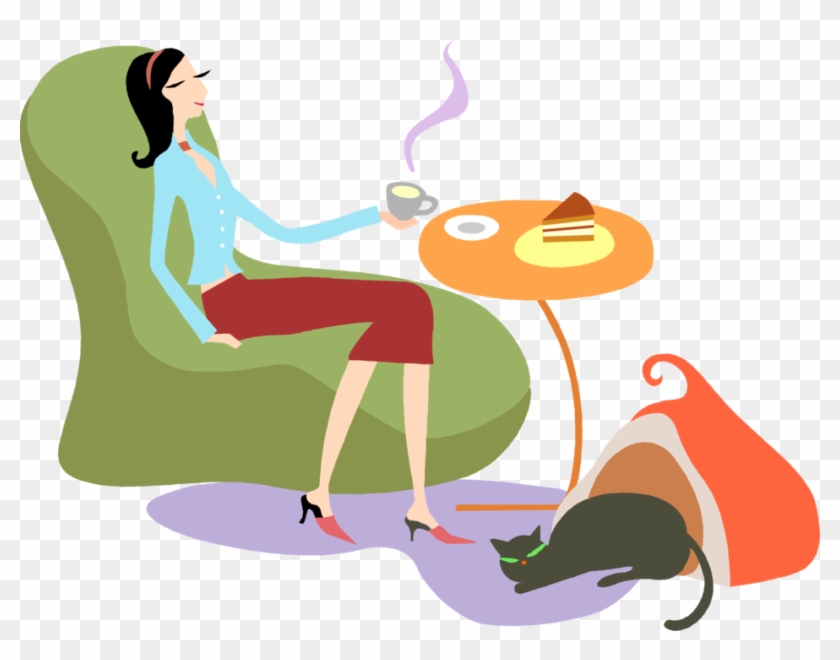 Vector Illustration Of Relaxing At Home In Comfortable - Cup Of Tea #654151
