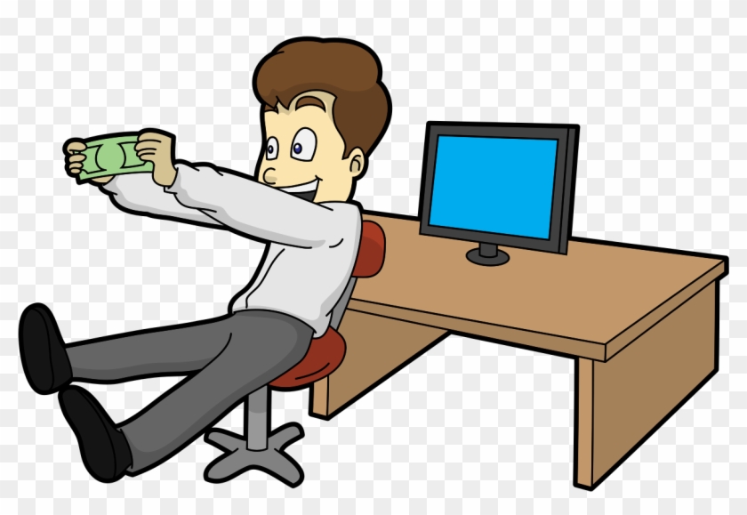 Cartoon Man Happy About Getting His Money Online - Scalable Vector Graphics #654778