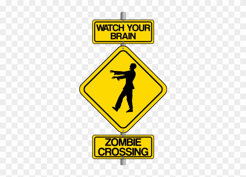 Org-vector Clip Art Of Zombie Crossing Traffic Warning - Halloween Zombie Clip Art #655001