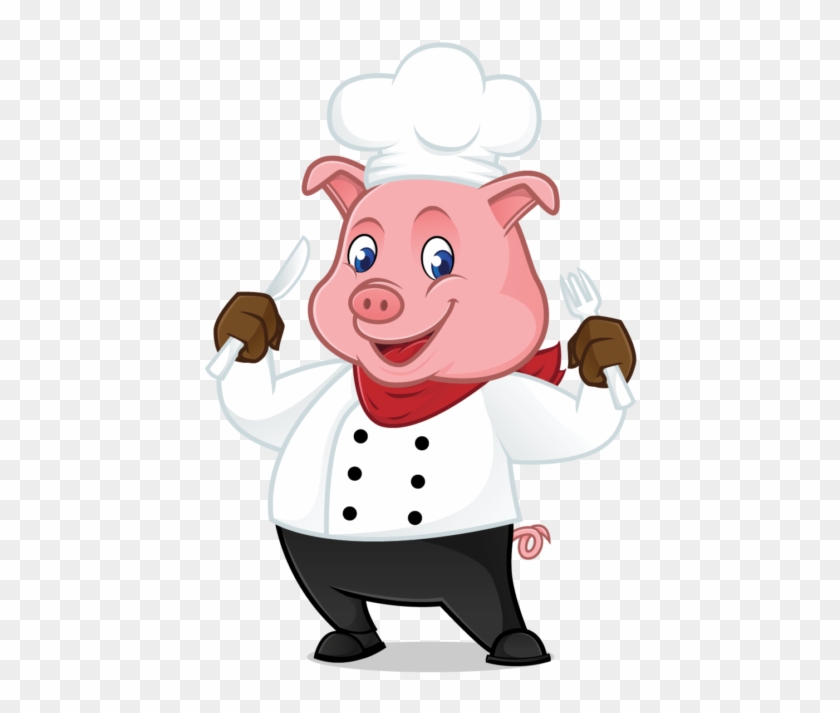 Cute Cartoon Chef Pig Vector Illustration - Chef Pig #656146