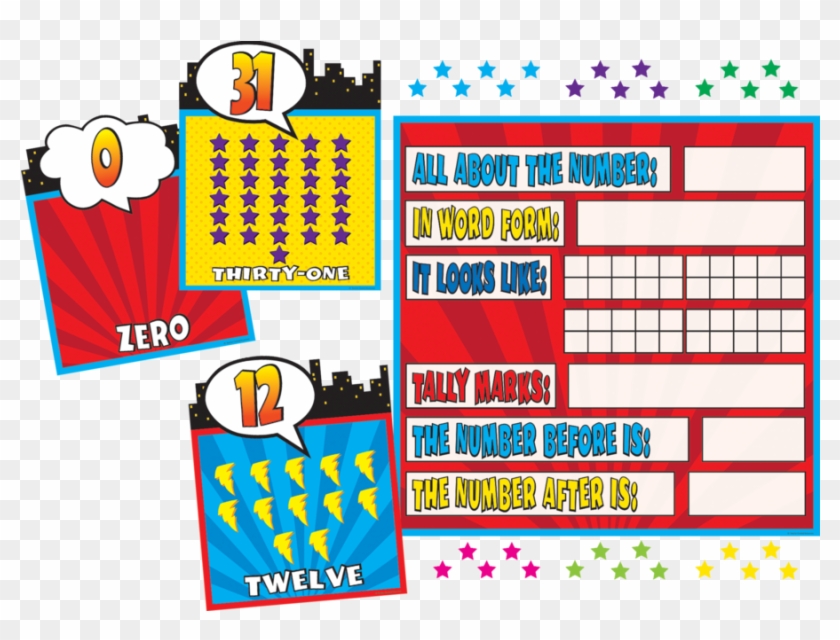 Tcr5843 Superhero Counting 0-31 Bulletin Board Display - Superhero Bulletin Board Set #656211