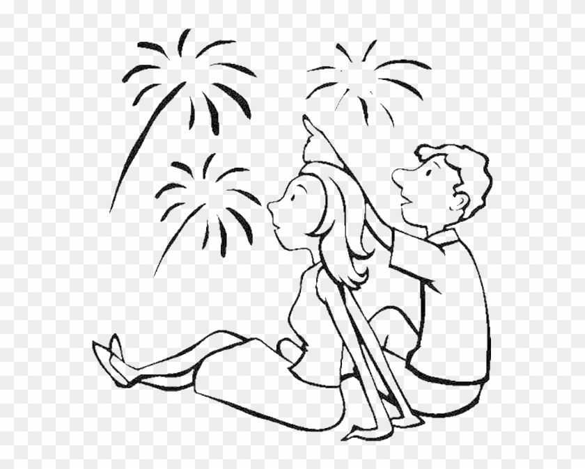 Amazing Fireworks On Independence Day Event Coloring - Da Colorare Fuochi D Artificio #657255