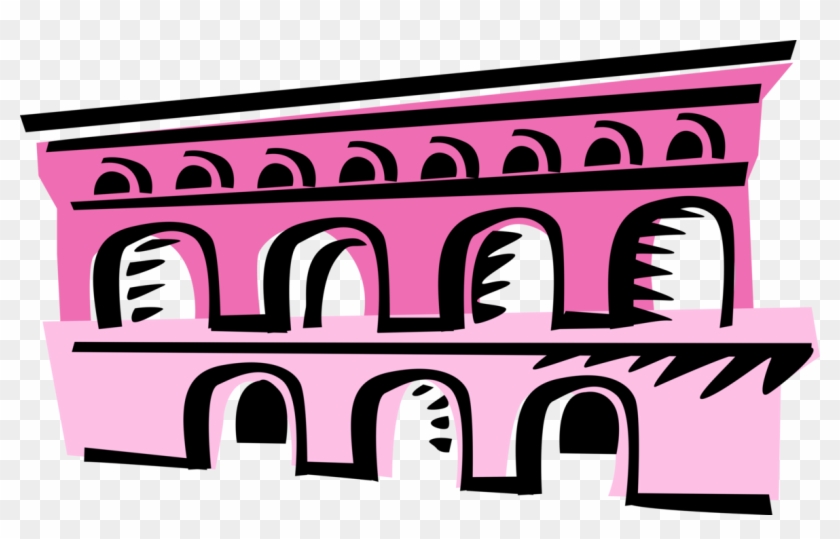 Vector Illustration Of Pont Du Gard Ancient Roman Aqueduct - Vector Illustration Of Pont Du Gard Ancient Roman Aqueduct #657819