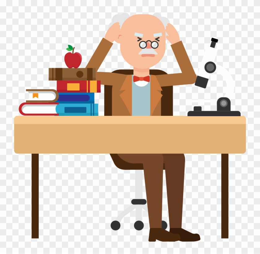 Professor Stressed At His Desk Cartoon - Cartoon Desk Full Of Files #658021